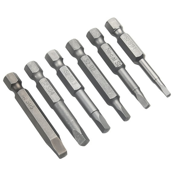 6Pcs 50mm Sq1-Sq5 Square Head Screwdriver Bit Set Hex Shank Magnetic Screwdriver