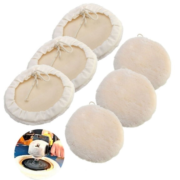 6Pcs 5inch/6inch Car Wool Bonnet Buffing Wheel Pad Buffer Polishing Polisher