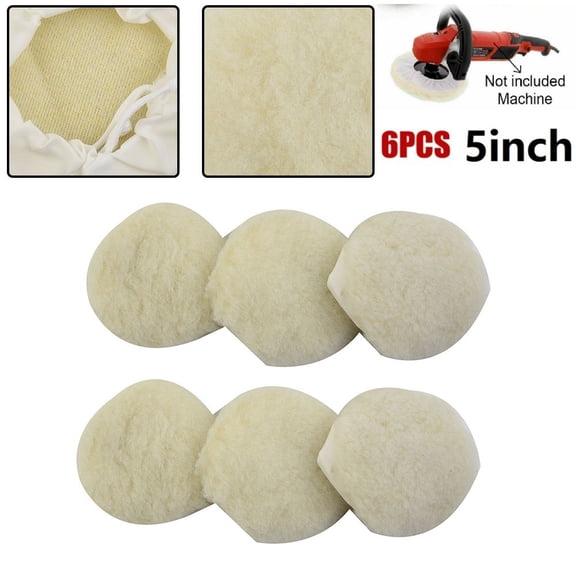 6Pcs 5inch Car Lambs Wool Bonnet Buffing Wheel Pad Buffer Polishing Polisher Pad