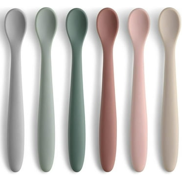 6Pcs 6.3inch Silicone Feeding Spoons for First Stage Baby and Infant, Soft-Tip Easy on Gums I Training Spoon | Baby Utensils Feeding Supplies, Dishwasher & Boil-proof