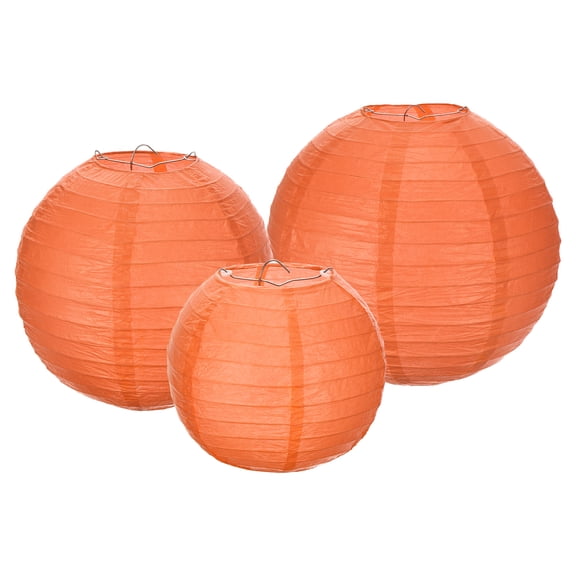 6Pcs 6"8"12" Dark Orange Paper Lanterns Decorative Round Hanging Ball Lantern