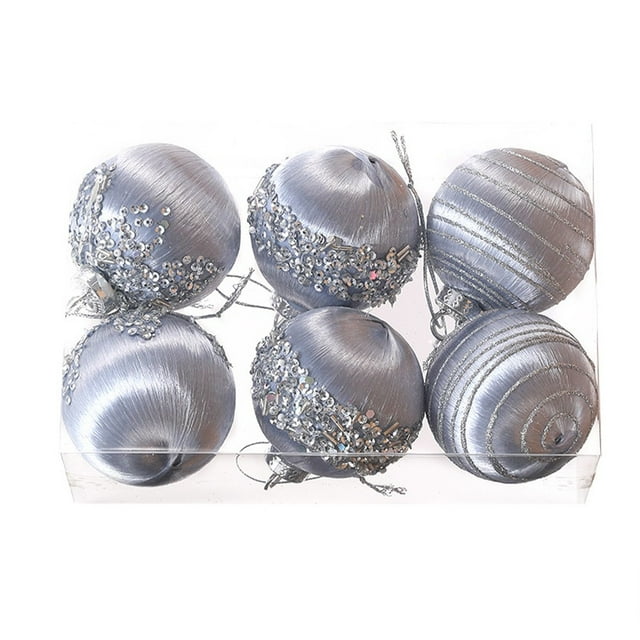 6Pcs 6/8Cm Christmas Balls Silk Sequin Christmas Ball Ornaments Xmas