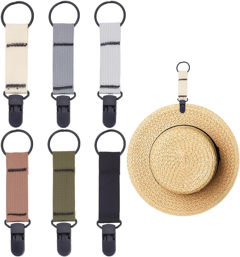 6Pcs 6 Colors Alloy Hat Clip for Travel with Nylon Strap & Plastic ...