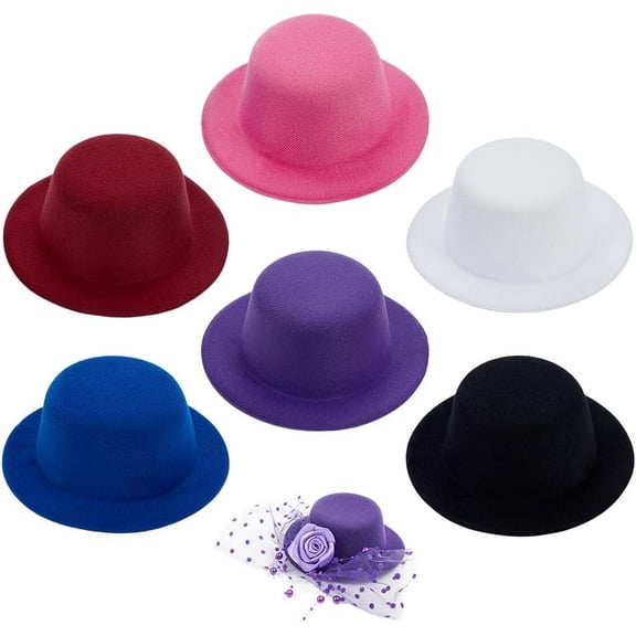 6Pcs 6 Colors Fascinator Hat Base Crafts Mini Hat Eva Fabric Mini Hat Decoration Base for DIY Handmade Hair Decoration Millinery Magic Inner Diameter: 3.2inch Multicoloured