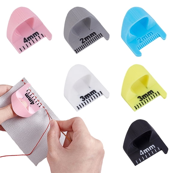 6Pcs 6 Colors Finger Sewing Template Plastic Edge Stitch Lock Sewing Gauge Quilting with Thumb Guide 2/3/4mm DIY Stitching Guide Tool for DIY Quilting