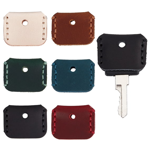 6Pcs 6 Colors Genuine Leather Key Sleeve Vintage Key Ring Holder ...