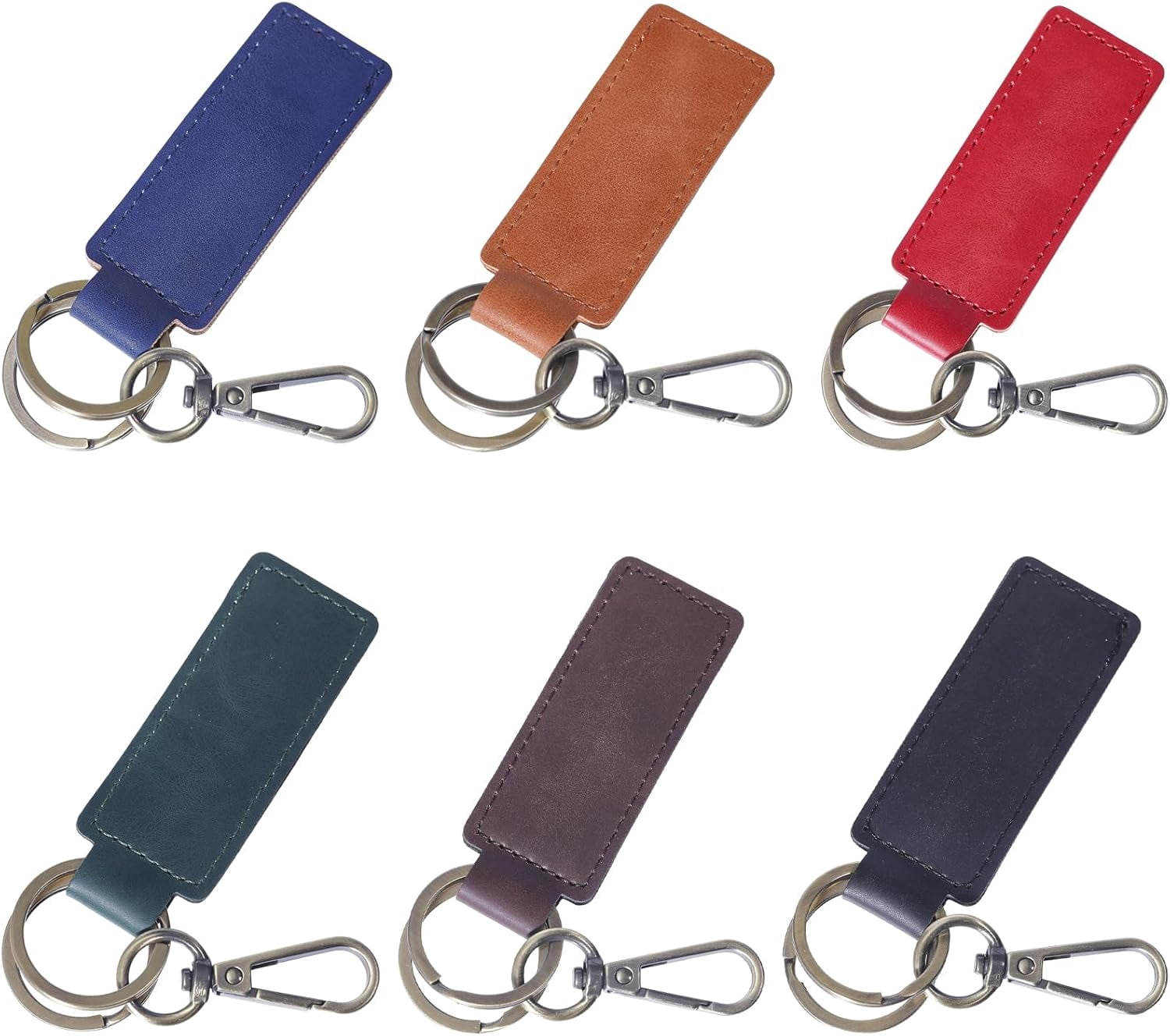Universal Keychains 6Pcs 6 Colors Imitation Leather Car Keychain Retro Leather Keychain ...