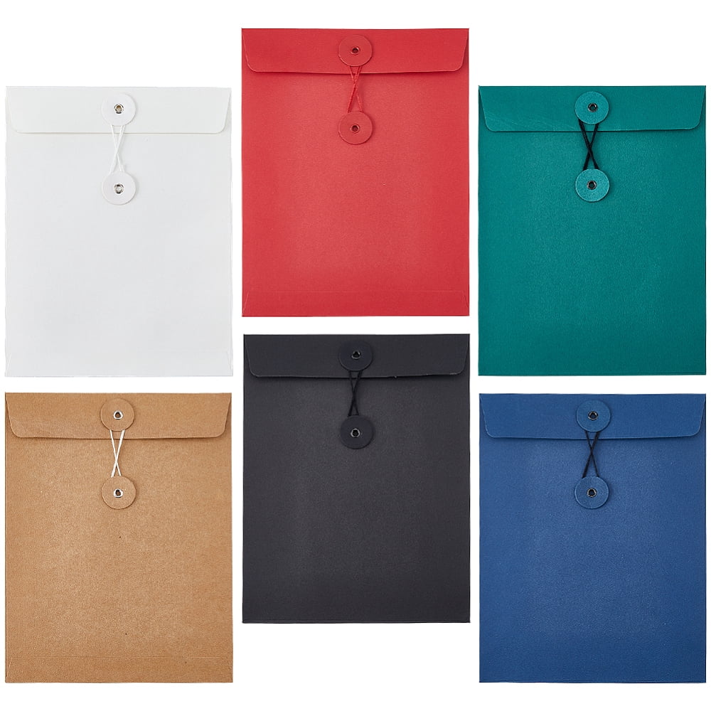 6Pcs 6 Colors Paper Envelope File Folder Rectangle Mixed Color ...