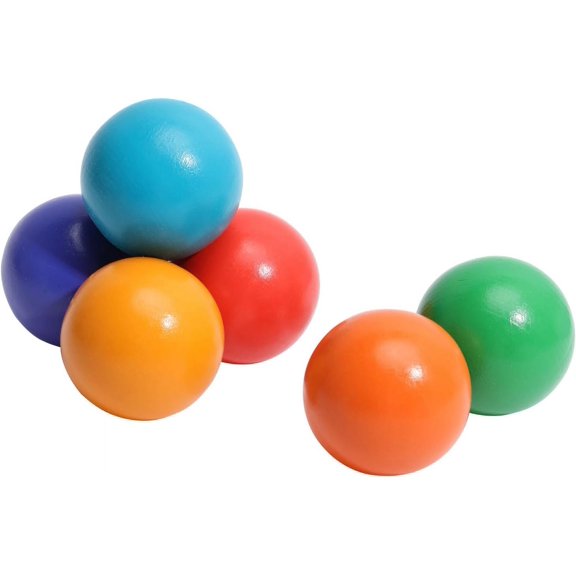 6Pcs 6 Colors Wooden Rainbow Balls 46mm/1.8inch Round Wooden Round Balls Natural Round Hardwood Balls Wood Sphere Natural Craft Balls Educational Counting Balls with Paper Carton for DIY Colorful