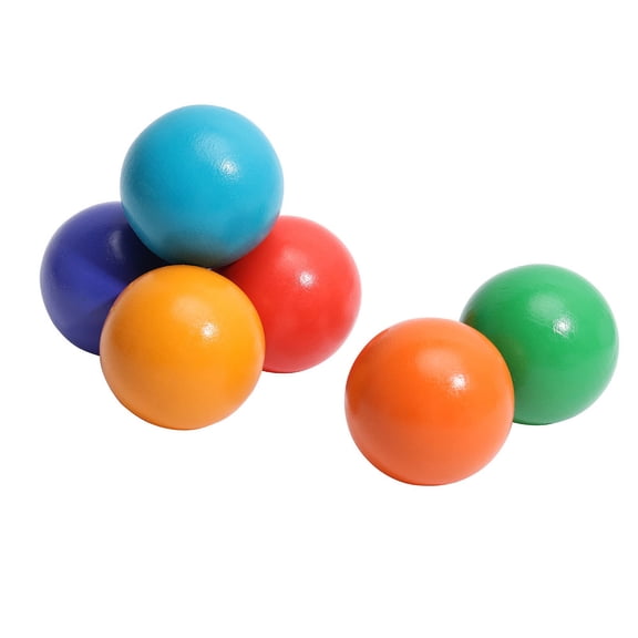 6Pcs 6 Colors Wooden Rainbow Balls 46mm/1.8inch Round Wooden Round Balls Natural Round Hardwood Balls Wood Sphere Natural Craft Balls Educational