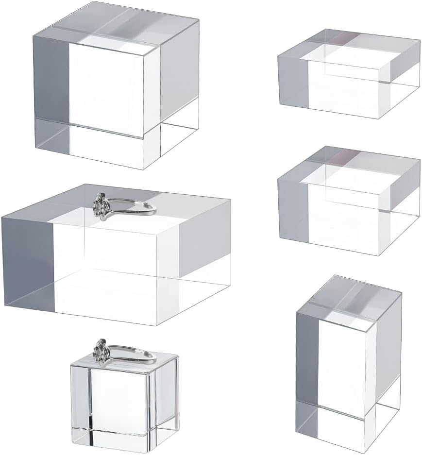6Pcs 6 Sizes Clear Acrylic Blocks Acrylics Display Cubes Clear Polished ...