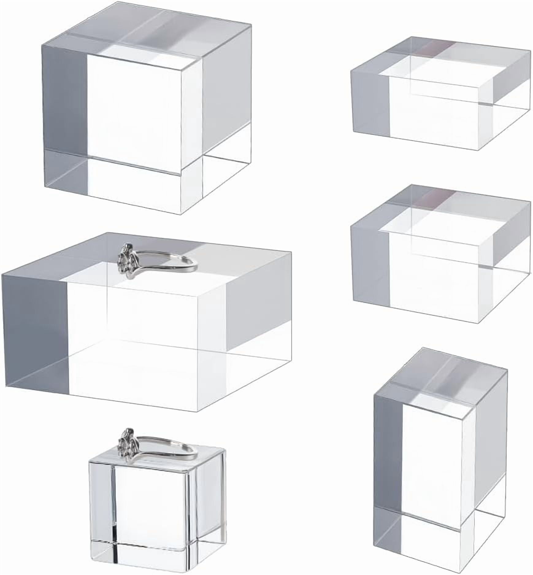 6Pcs 6 Sizes Clear Acrylic Blocks Acrylics Display Cubes Clear Polished ...