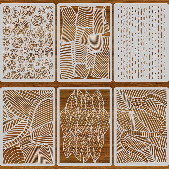 6Pcs 6 Styles Abstract Painting PET Plastic Hollow Out Drawing Painting Stencils Templates Sets Mixed Shapes 297x210mm 1pc/style