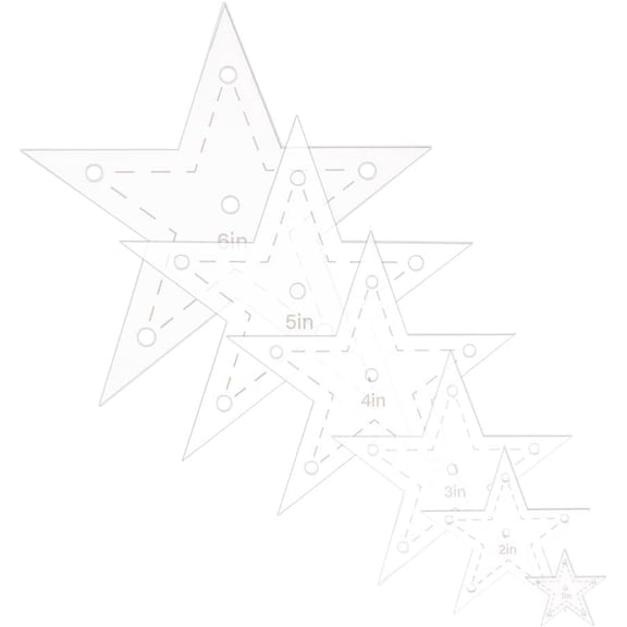 6Pcs 6 Styles Acrylic Star Template Clear 23.5~150x24.5~150x2mm Hole: 1.2~6.5mm 1pc/style art