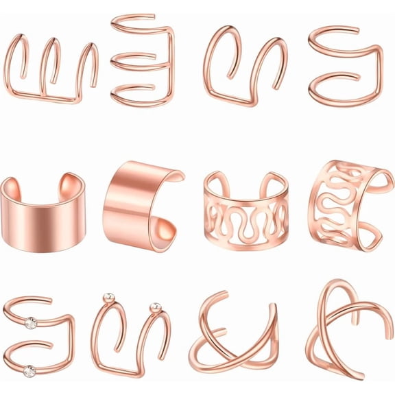 6Pcs 6 Styles Alloy Rhinestone Hair Accessories Rose Gold 8.5~14.5x6~16mm 2pcs/style for DIY