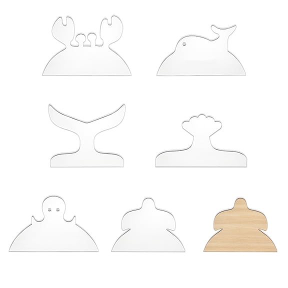 6Pcs 6 Styles Crab Fishtail Transparent Acrylic Reusable Drawing Template for DIY Scrapbooking School Projects 115~150x175~200x5mm 1pc/style