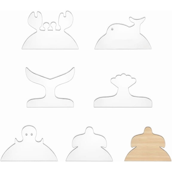 6Pcs 6 Styles Crab Fishtail Transparent Acrylic Reusable Drawing Template for DIY Scrapbooking School Projects Mixed Shapes Clear
