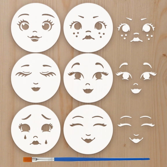 6Pcs 6 Styles Face Theme Plastic Painting Stencils Templates Human 100x100mm 1pc/style diy
