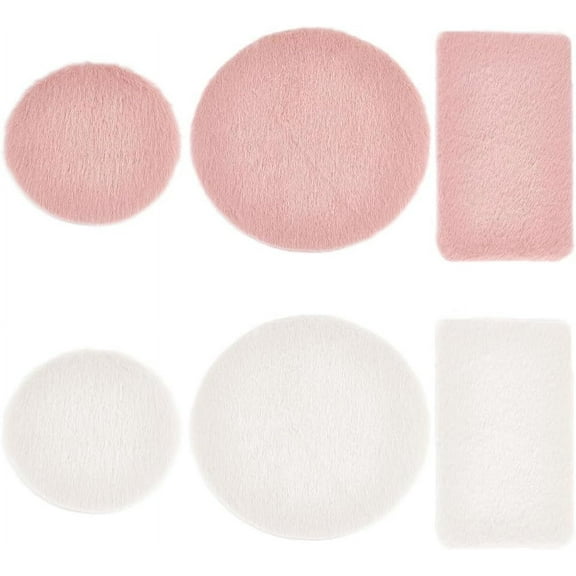 6Pcs 6 Styles Miniature Carpets Plush Cloth Mini Furry Rugs Carpet Minihouse Decoration Accessories Fluffy Mini Blanket Vintage Woven Rugs House Furniture Decoration Accessory Mixed Color