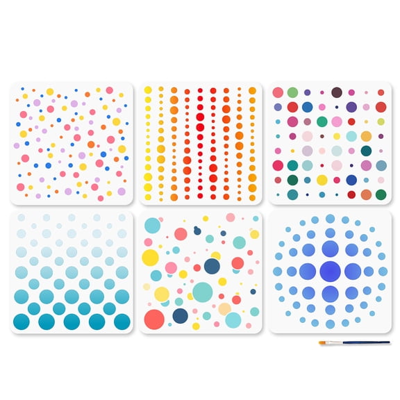 6Pcs 6 Styles PET Hollow Out Drawing Painting Stencils for DIY Scrapbook Photo Album Mixed Pattern Mixed Shapes 300x300mm 1pc/style for DIY