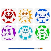 6Pcs 6 Styles PET Hollow Out Drawing Painting Stencils for DIY Scrapbook Photo Album Monster 150x150mm 1pc/style