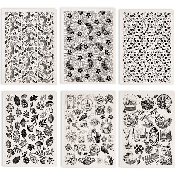 6Pcs 6 Styles Paper Ceramic Decals Pottery Ceramics Clay Transfer Paper Underglaze Flower Paper Mixed Shapes 520x370mm Pattern: 48x33mm diy