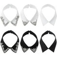 thumbnail image 1 of 6Pcs 6 Styles Polyester & Glass Rhinestone Fake Shirt Collar Detachable Neckline Trim Garment Accessories Mixed Color 405~438x63~67x4~7mm 1pc/style, 1 of 6
