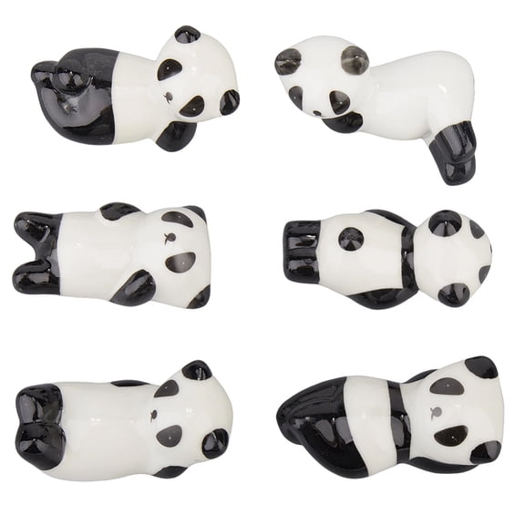 6Pcs 6 Styles Porcelain Chopsticks Stand Chopsticks Rest Panda Black 53~59x27~40x18~31.5mm 1pc/style