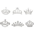 thumbnail image 1 of 6Pcs 6Styles Crystal Rhinestone Crown Brooch Alloy Lapel Pins with Plastic Pearl Beaded for Women Party Wdding Accessories Platinum, 1 of 9