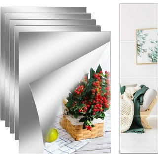 Acrylic Mirror Tiles Sheet Adhesive Wall Mirror Flexible Self Adhesive Non  Glass Mirror,12 by 12 Inch,4 Pieces 