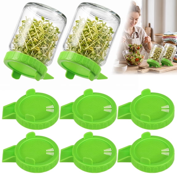 6Pcs 86mm Sprouting Lids for Wide Mouth Mason Jar Dishwasher Safe Reusable Sprouting Jar Lid for Alfalfa Mung Bean Sprouting Jar Kit