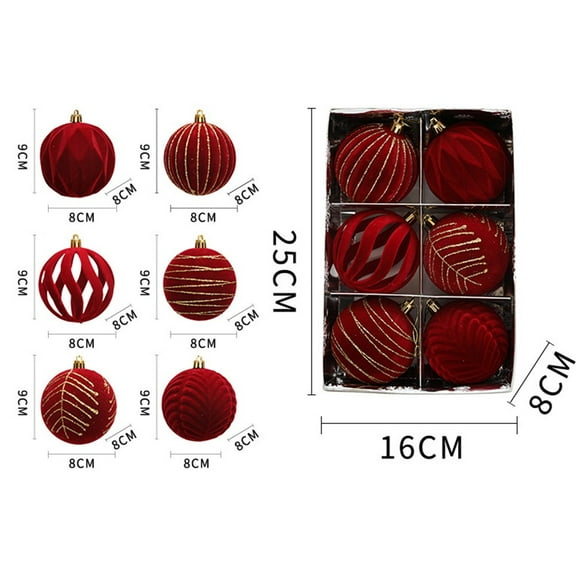 6Pcs 8Cm Wine Red Christmas Ball Ornaments Dark Green Christmas Tree Decoration New Christmas Spheres Pendant Velvet Balls