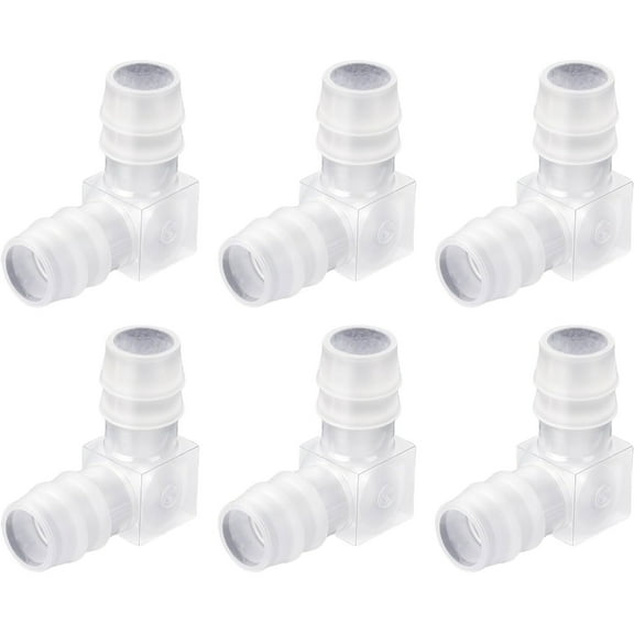 6Pcs 90 Degree Elbow L Fitting Plastic 2 Way Equal Barbed Joint Splicer Mender Union Adapter Irrigation Pipe Fittings
