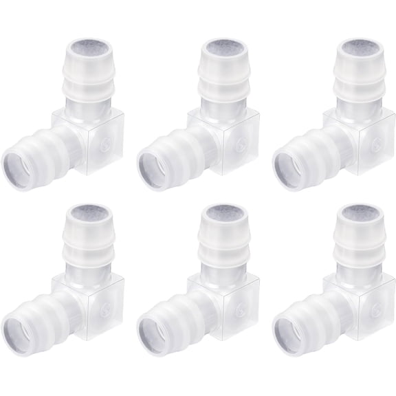 6Pcs 90 Degree Elbow L Fitting Plastic 2 Way Equal Barbed Joint Splicer Mender Union Adapter Irrigation Pipe Fittings