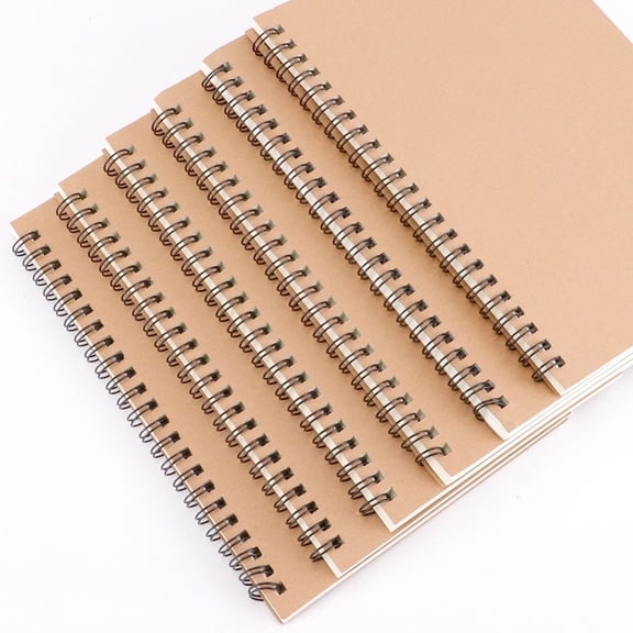 6Pcs A5 with Hard kraft Cover Ruled Journal Notebooks, Spiral Lined Notebooks, 120 Pages/60 Sheets 8.3 x 5.7 Inches Lined Notebooks for Students Drawing, Diary Memo Notepads, Office Supplies