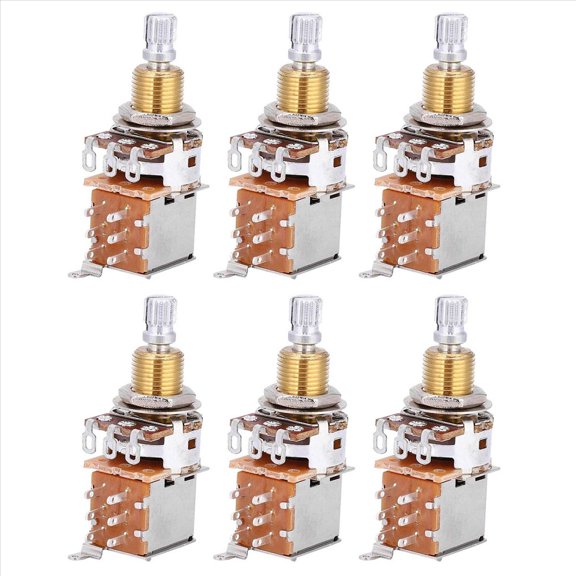 6Pcs A500K Potentiometer Push Pull Switch Guitar Control Pot Electric Tone Volume Parts Gold