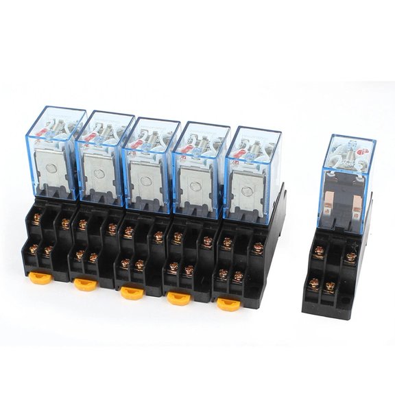 6Pcs AC 110/120V DPDT Power Relay With Socket, 8-Pin Electromagnetic Relay For 35Mm DIN Rail Mount, Industrial Control Automation