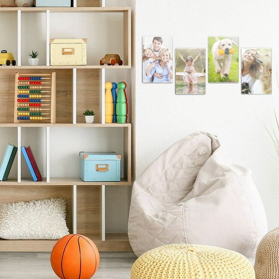 6Pcs Acrylic Picture Frames 4 x 6 inch Clear Photo Frame for Wall Self-Adhesive Frameless Picture Frames Multipurpose Hanging Picture Frames for Door Wood Glass Wall Exhibitions