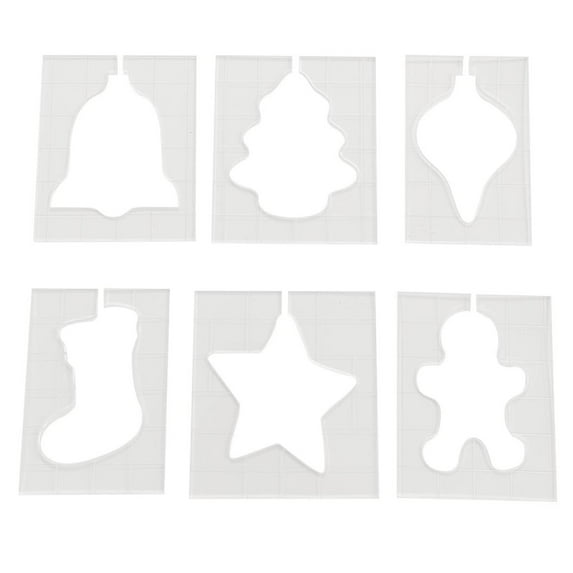6Pcs Acrylic Quilting Template Set, Transparent DIY Motion Patchwork Tool Square Christmas Seam Guide for Domestic Machine, Drawing Supplies