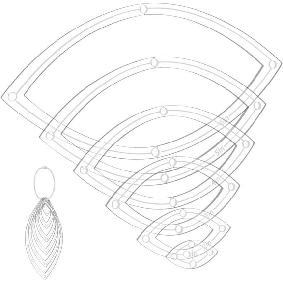 6Pcs Acrylic Quilting Templates Set Horse Eye Cutting Ruler Template with Hinged Rings Transparent Sewing Guides 0.7x1.5 inch to 3.2x6.5 inch for Fabric Marking and Craft Design