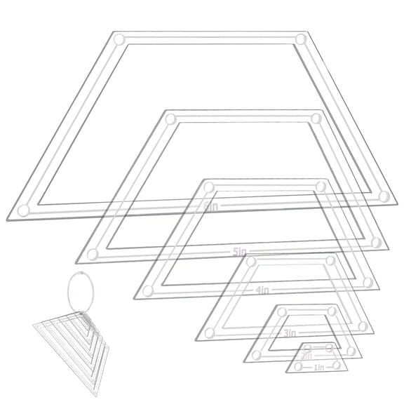 6Pcs Acrylic Quilting Templates Set Trapezoid Cutting Ruler Template with Hinged Rings Transparent Sewing Guides 0.6x1.5 inch to 2.8x6.4 inch for Fabric Marking and Craft Design DIY