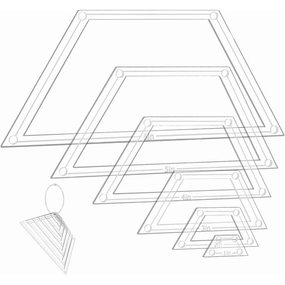 6Pcs Acrylic Quilting Templates Set Trapezoid Cutting Ruler Template with Hinged Rings Transparent Sewing Guides 0.6x1.5 inch to 2.8x6.4 inch for Fabric Marking and Craft Design for DIY