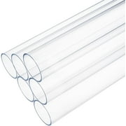 6Pcs Acrylic Round Tube 1.6 Inch ID x 1.8 Inch OD x 12 Inch Length Clear Acrylic Pipe Tubes Transparent Rigid Round Tube Pipes for Water Cooling System Supplies Lamps Accessories
