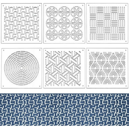 6Pcs Acrylic Sashiko Stencil Square Texture Circle Line Pattern Embroidery Tool Drawing Line Template for Hand Quilting and Embroidery 3mm Thick
