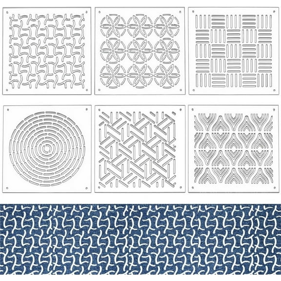 6Pcs Acrylic Sashiko Stencil Square Texture Circle Line Pattern Embroidery Tool Drawing Line Template for Hand Quilting and Embroidery 3mm Thick White