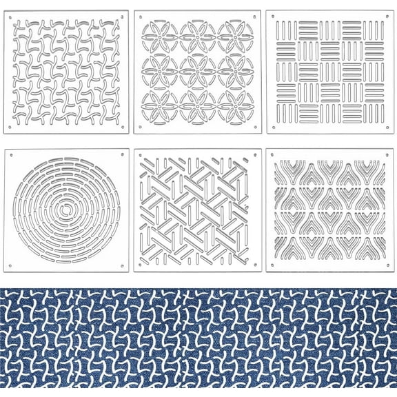 6Pcs Acrylic Sashiko Stencil Square Texture Circle Line Pattern Embroidery Tool Drawing Line Template for Hand Quilting and Embroidery 3mm Thick 1set
