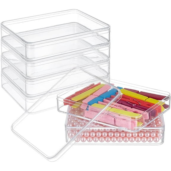 6Pcs Acrylic Storage Boxes with Lids 5.1x3.9x1 Inch Rectangle Storage Containers Transparent Plastic Display Cases for Wedding Party Jewelry AccessoriesClear