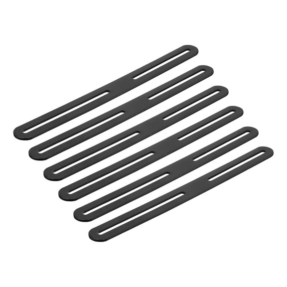 6Pcs Adjustable Flat Mending Plate Support with Slot, 11.02 x 0.94 Inch Stainless Steel Slotted Straight Brace Brackets for Wooden Furniture, Black