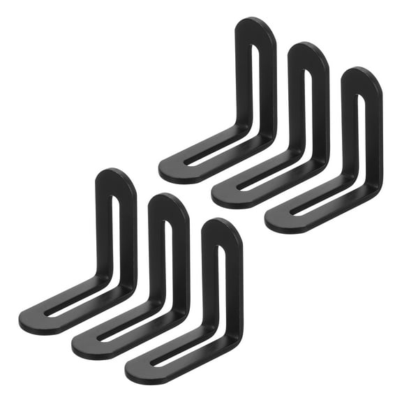 6Pcs Adjustable L-Shape Corner Brace with Slot, 2.28 x 2.28 Inch Stainless Steel Slotted Right Angle Corner Bracket for Wooden Furniture Cabinet, Black