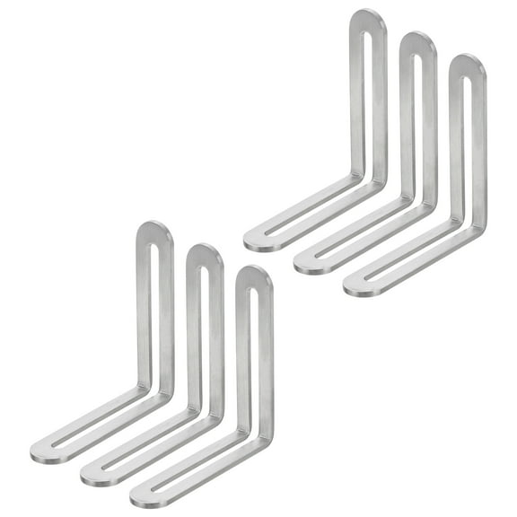 6Pcs Adjustable L-Shape Corner Brace with Slot, 3.15 x 3.15 Inch Stainless Steel Slotted Right Angle Corner Bracket for Wooden Furniture Cabinet, Silver